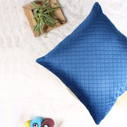 Both Side Quilted Velvet Cushion Cover (Set of 2), Blue